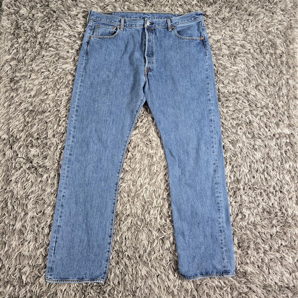 Levis 501 Original Fit Mens Jeans 40x34 Blue Medium Wash Straight Leg Denim